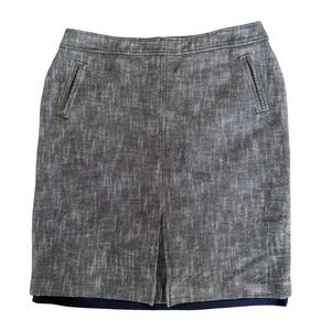 Ann Taylor Navy White Textured Cotton Blend Pencil Skirt Size 14 Office Career